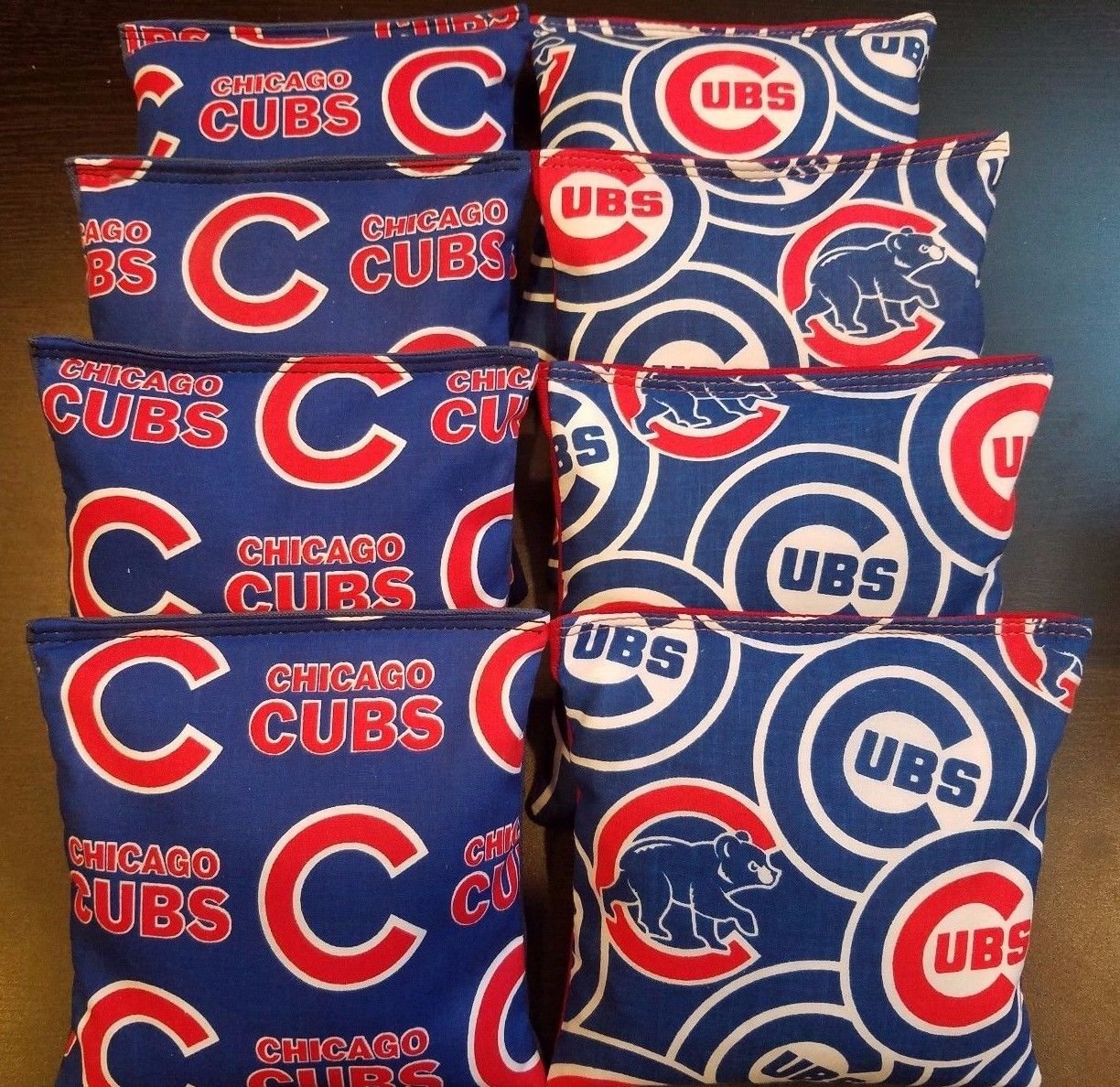 BackYardGamesUSA All Weather 8 ACA Regulation Cornhole Bean Bags Made w Chicago Baseball Fabric Waterproof!