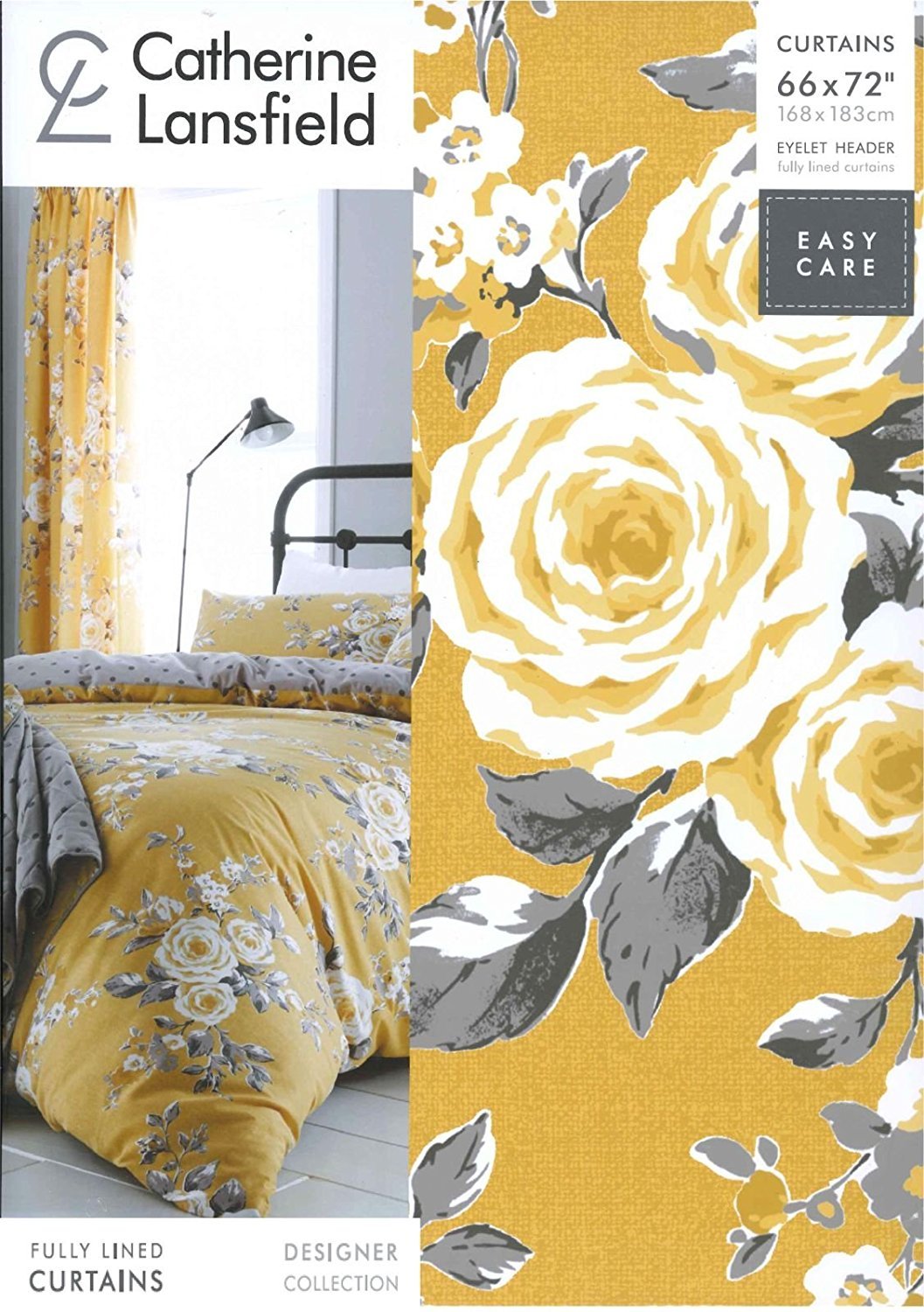 Catherine Lansfield Canterbury - Cortinas Heather con Ojales de fácil Cuidado, Ocre, Eyelet Curtains - 66x72 In
