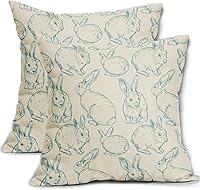 Vista 9 de Sweetshow Juego de 2 fundas de almohada de Pascua de 16 x 16 pulgadas, diseño de conejo negro con temática de Pascua, almohadas decorativas