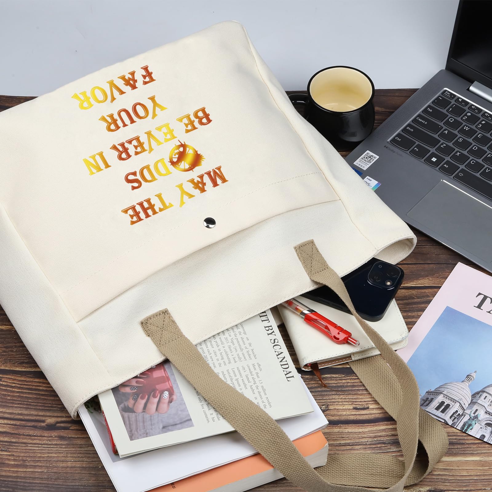 PLITI Hunger Movie Inspired Gift May The Odds Be Ever In Your Favor Tote Bag For Hunger Fans Shoulder Bag Katniss Fans Gift (Be ever in favor TBU) - Image 3