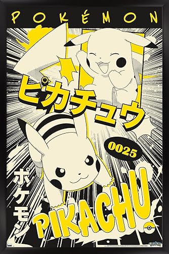 Trends International Pokémon - Póster de pared de anime Pikachu, 22.37 x 34.00 pulgadas, versión enmarcada en negro