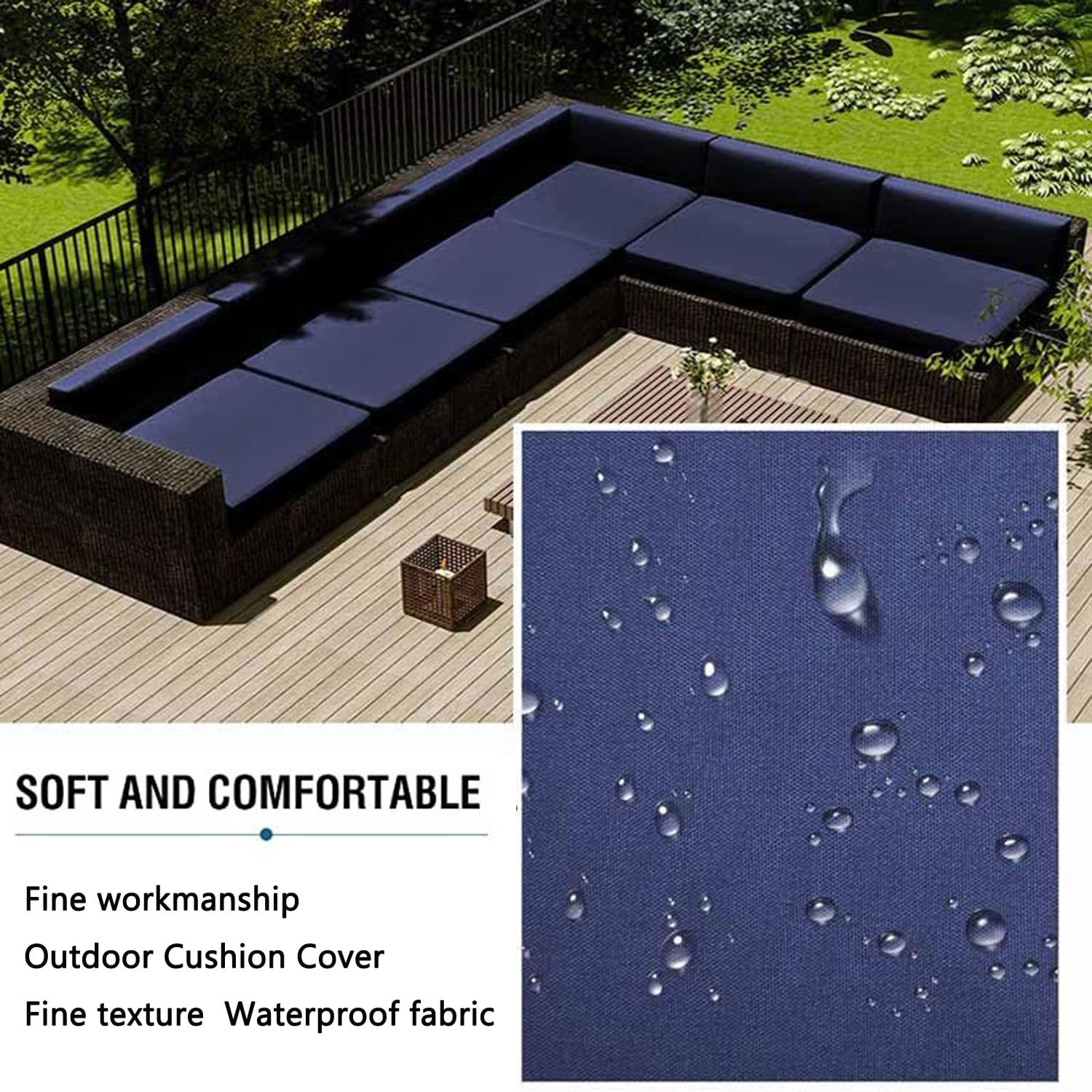 Housse de Coussin Exterieur Impermeable pour Salon de Jardin, Lot de 1/2/4 Amovibles Housse Assise Canapé avec Fermeture Éclair, pour Intérieur Et Extérieur, Terrasse(Color10,63x68x12cm(2pcs