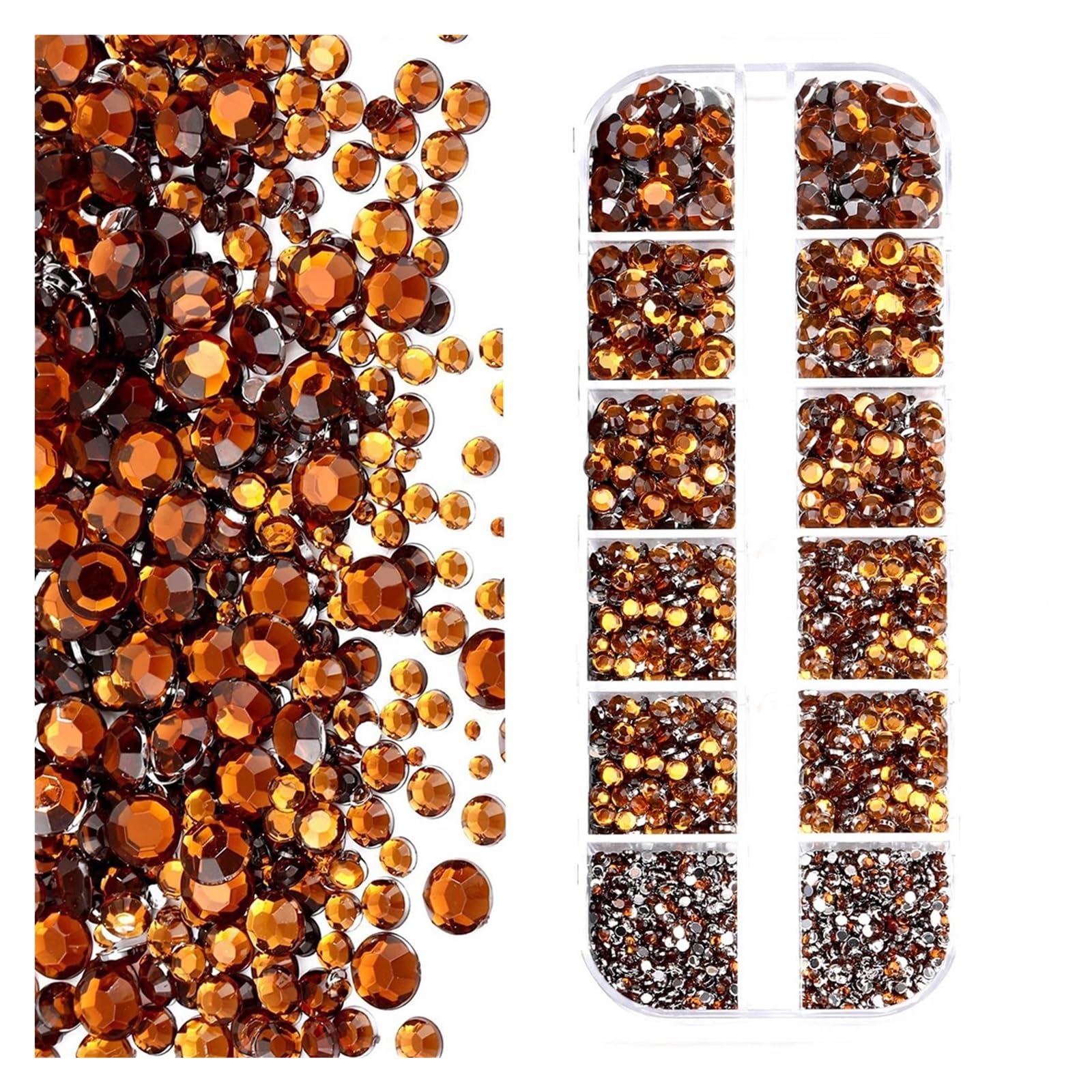 Mixed Glitter Nail Rhinestones 2mm Mini Acrylic Flatback 12 Grids Manicure