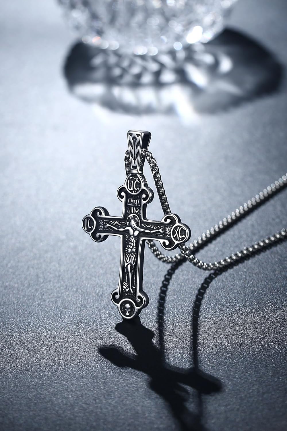Orthodox Cross Necklace for Men Women - Vintage Byzantine Crucifix Pendant, Stainless Steel Religious Christian Jewelry - Image 2