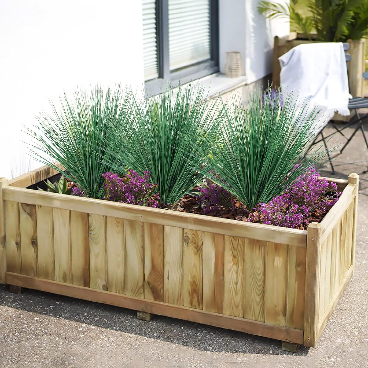 Uieke 20PCS Artificial Outdoor Plants, Fake Grass Plants UV Resistant Greenery Shrubs Faux Plastic Plants Fake Wheat Grass for Window Box Patio Front Porch Office Garden Décor (Grass) - Image 2