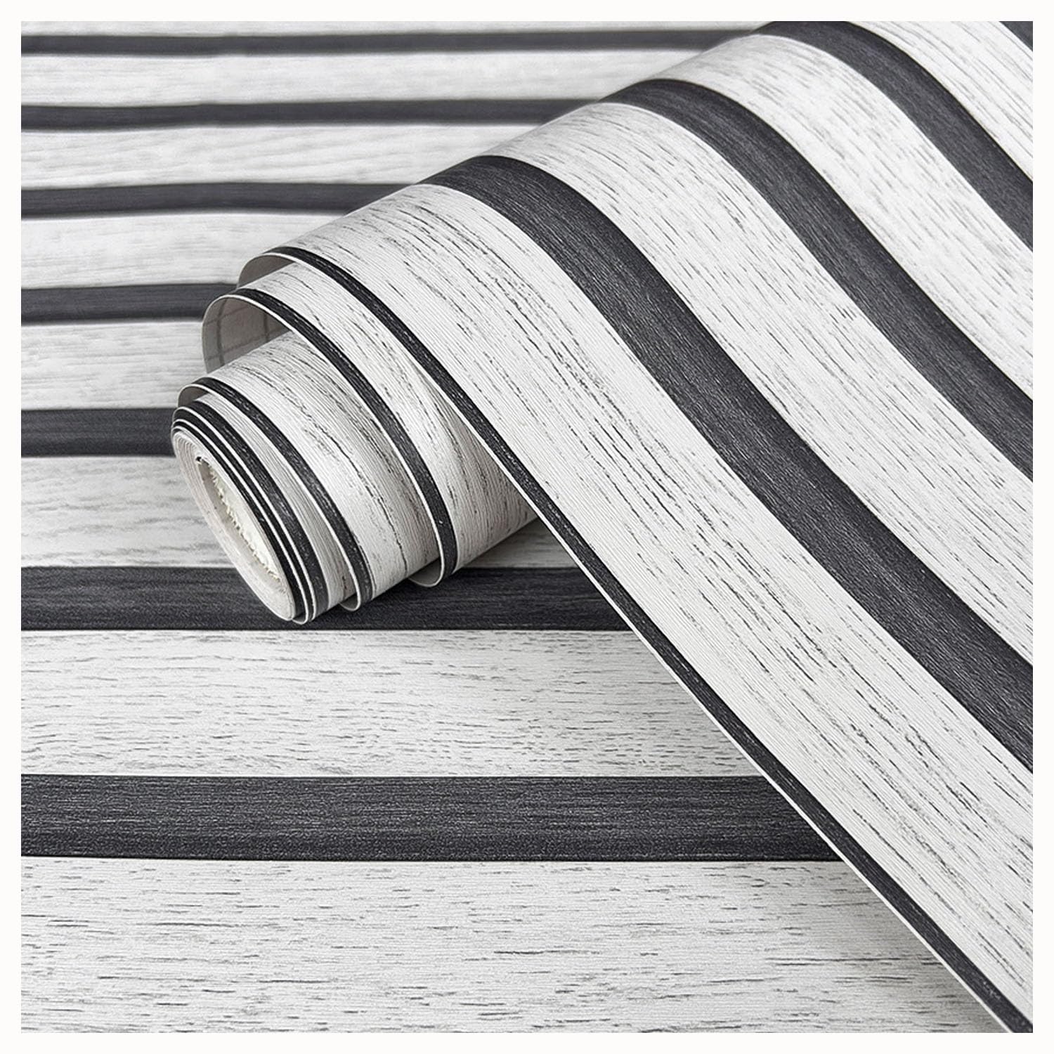 Papier peint adhésif imperméable effet bois gris clair avec vinyle repositionnable