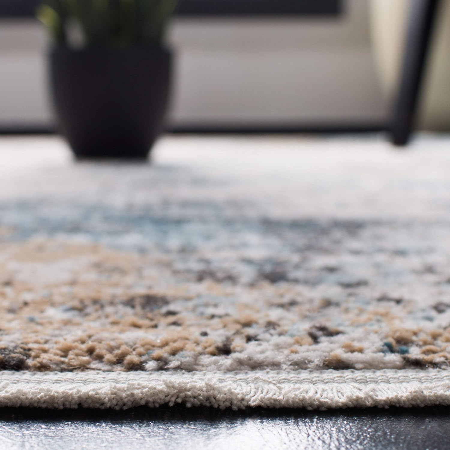 SAFAVIEH Shivan Collection 9' x 12' Ivory/Grey SHV742A Modern Abstract Non-Shedding Living Room Bedroom Dining Home Office Area Rug