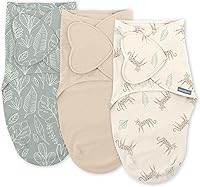 SwaddleMe Ingenuity Monogram Collection 100% Cotton Newborn Swaddle 3-Pack, 0-3 Months Easy Pocket Diaper Changes, Calms Startle Reflex 1.0 TOG