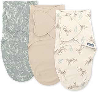 SwaddleMe Ingenuity Monogram Collection 100% Cotton Newborn Swaddle 3-Pack, 0-3 Months Easy Pocket Diaper Changes, Calms Startle Reflex 1.0 TOG