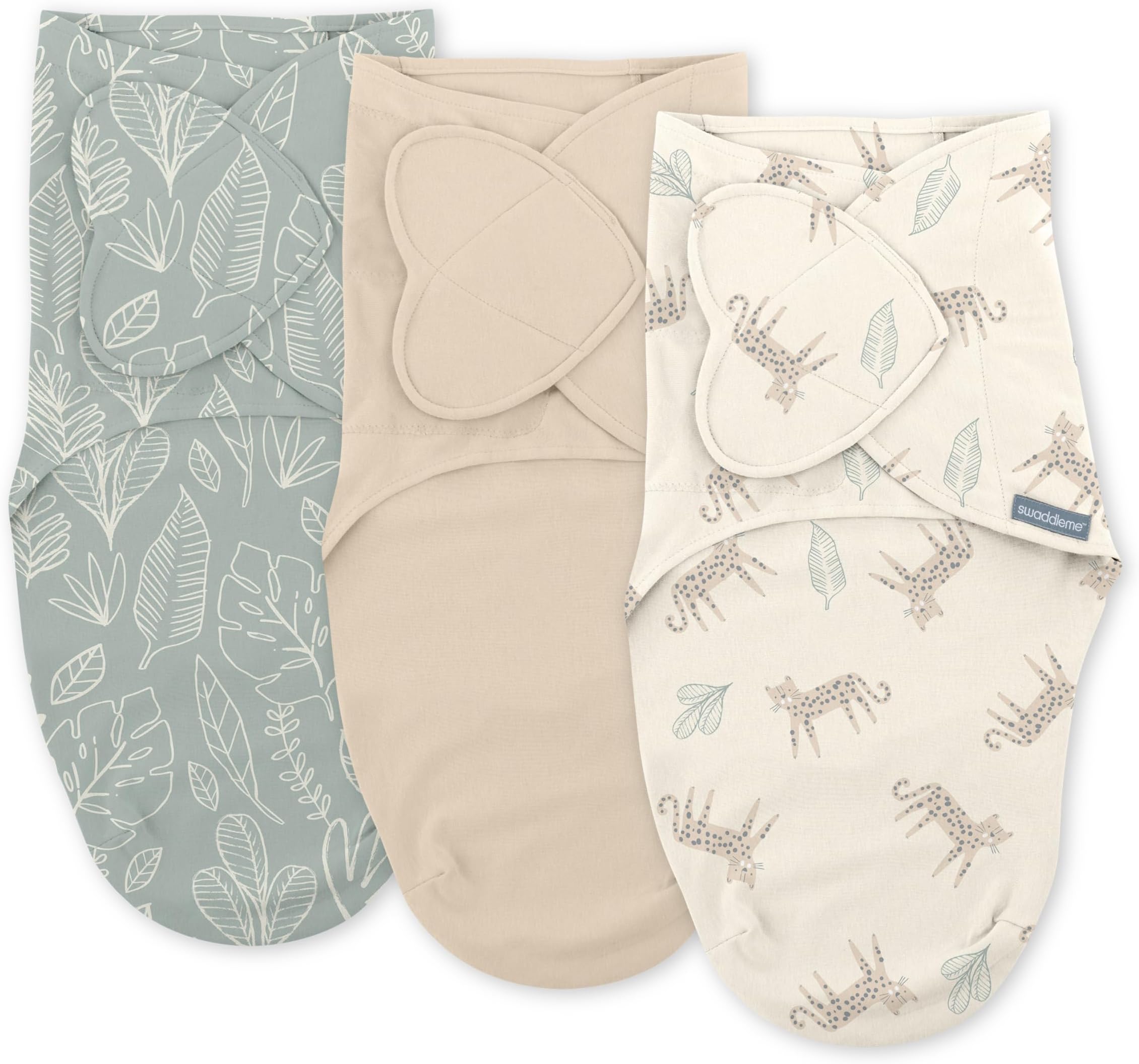 by Ingenuity Monogram Collection Swaddle, 3-Pack, for Ages 0-3 Months - Born Free