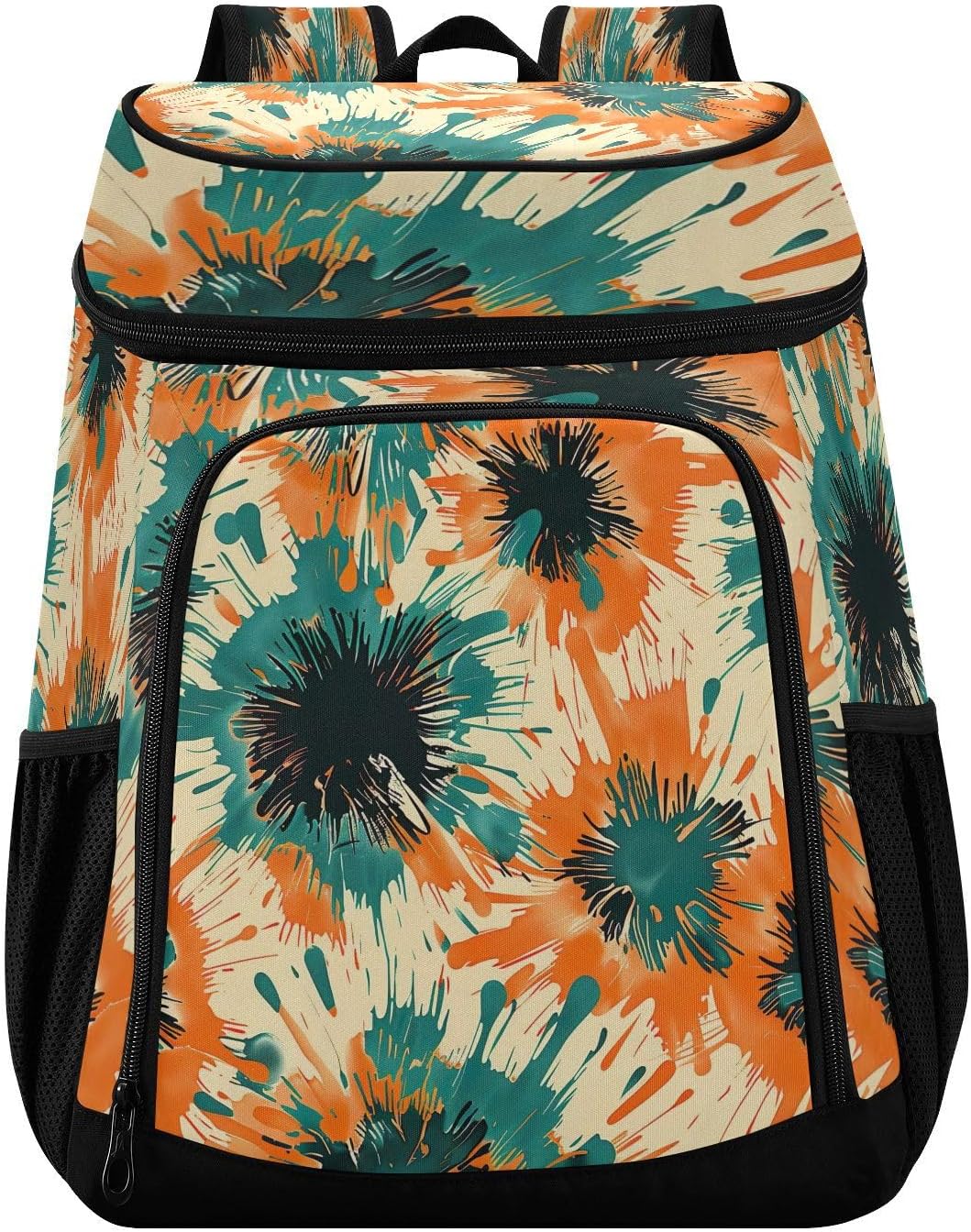 Abstract Floral Cooler Backpack 36 Cans Leakproof Waterproof Backpack Cooler Bag Beach Accessories Travel Camping Fishing Backpack for Women Men