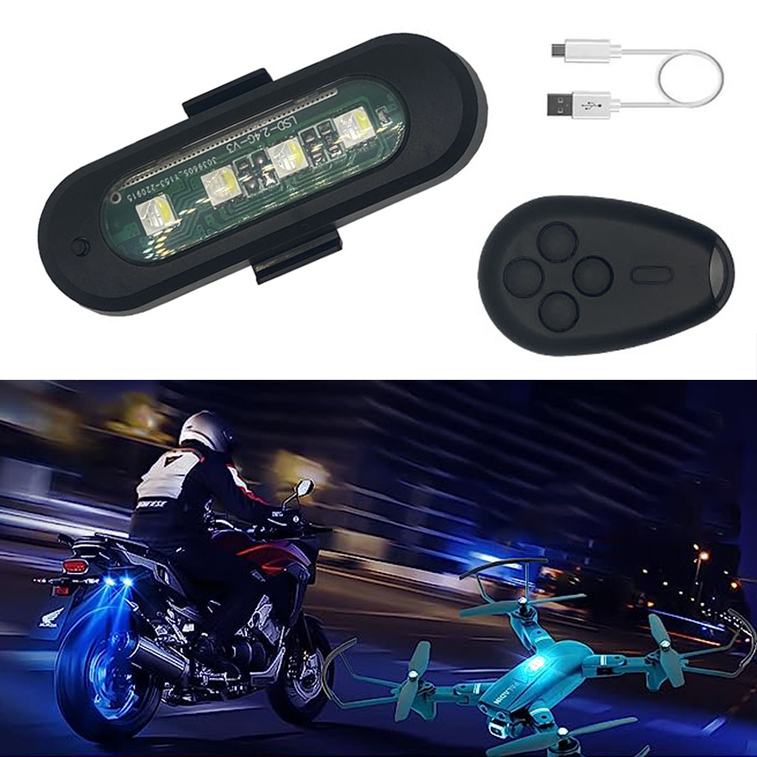 1 Pcs 7 Colors Led Aircraft Strobe Lights,USB Charging Mini Riding