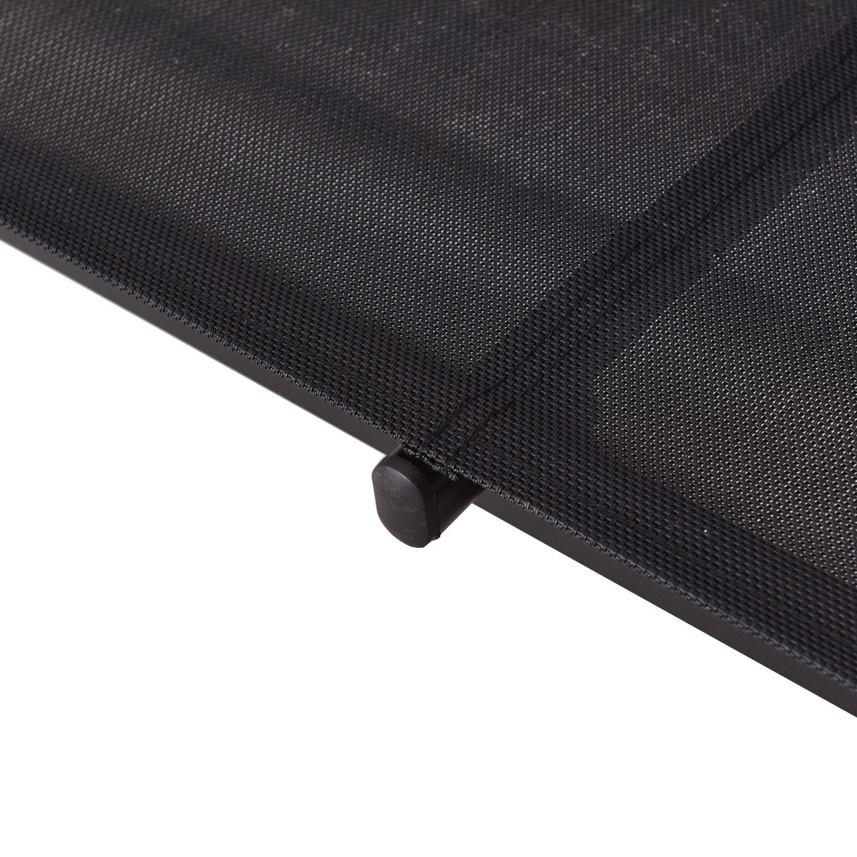 DREAMADE Set di Mobili in Textilene e Metallo Verniciato, Set di 4 Pezzi da Esterno Moderno ed Elegante, con Tavolino in Vetro, 2 Sedie e Panchina, Ideale per Giardino, Cortile e Terrazzo (nero)