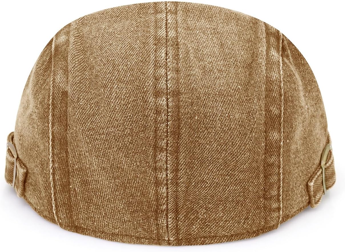 Newsboy Cap for Men Adjustable Flat Ivy Gatsby Cabbie Driving Hat Breathable Denim Cotton Golf Cap - Image 5