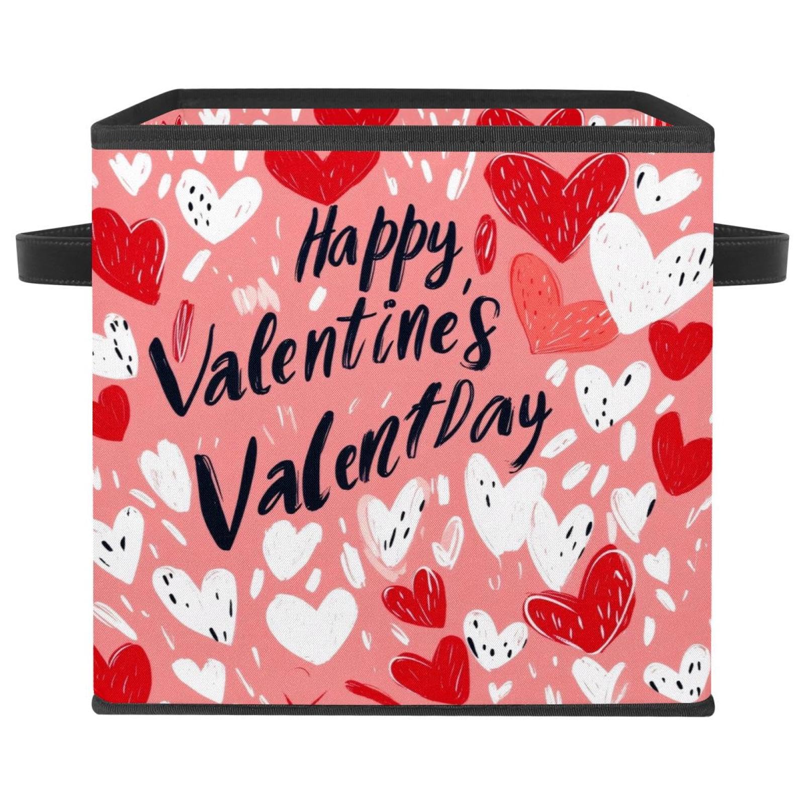 Boîte de rangement Oxford cube 28 cm pliable avec poignées motif Love
