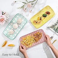 Vista 6 de Selamica Juego de 4 Bandejas Rectangulares de Cerámica para Servir de 12 Pulgadas, BandejasPlatos para Servir para Entretenimiento de Fiestas