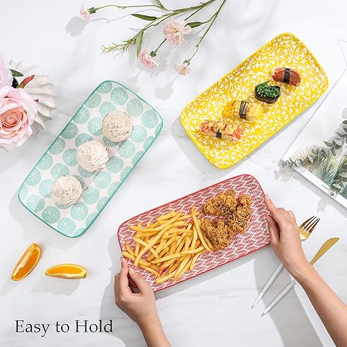 Miniatura 6 de Selamica Juego de 4 Bandejas Rectangulares de Cerámica para Servir de 12 Pulgadas, BandejasPlatos para Servir para Entretenimiento de Fiestas,