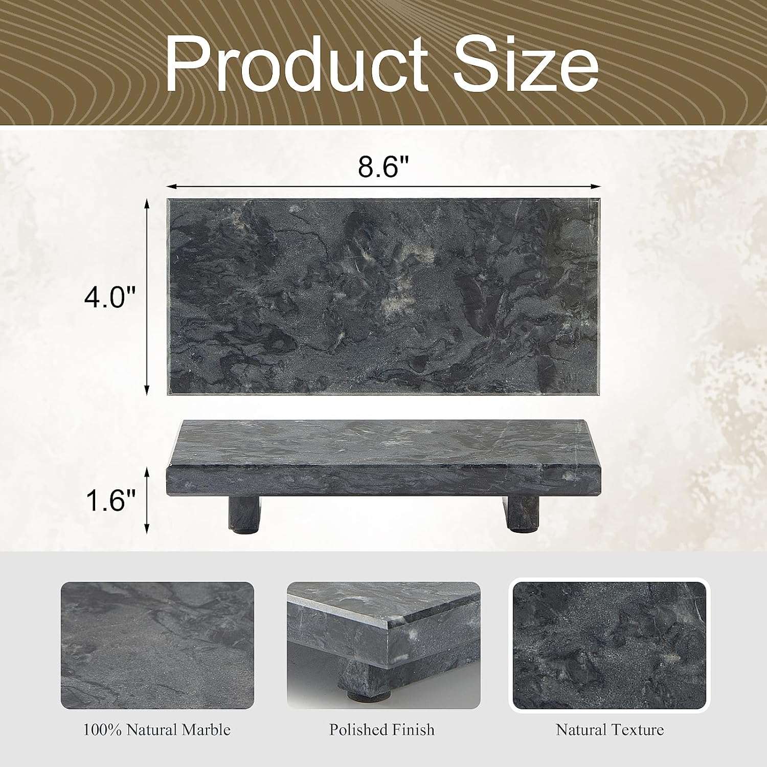 Marble Stone Tray Pedestal Stand, Vanity Soap Riser, Bathroom Kitchen Decor