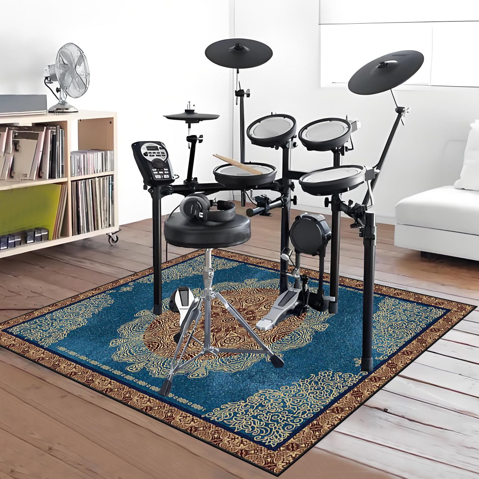 Schlagzeugteppich 160 x 140 cm - Professioneller Drum Teppich Schallschutz Antivibrationsmatten für Musikinstrumente Akustik Trommelteppich