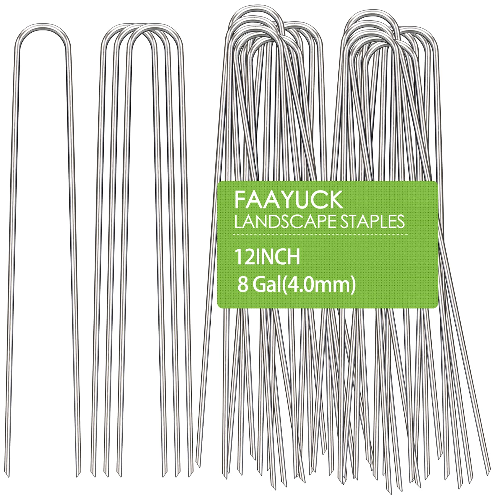 Estacas de jardín de 12 pulgadas, paquete de 100 grapas galvanizadas resistentes de calibre 11 en forma de U para decoraciones al aire libre, estacas de tierra para tela de barrera de malezas, tubos