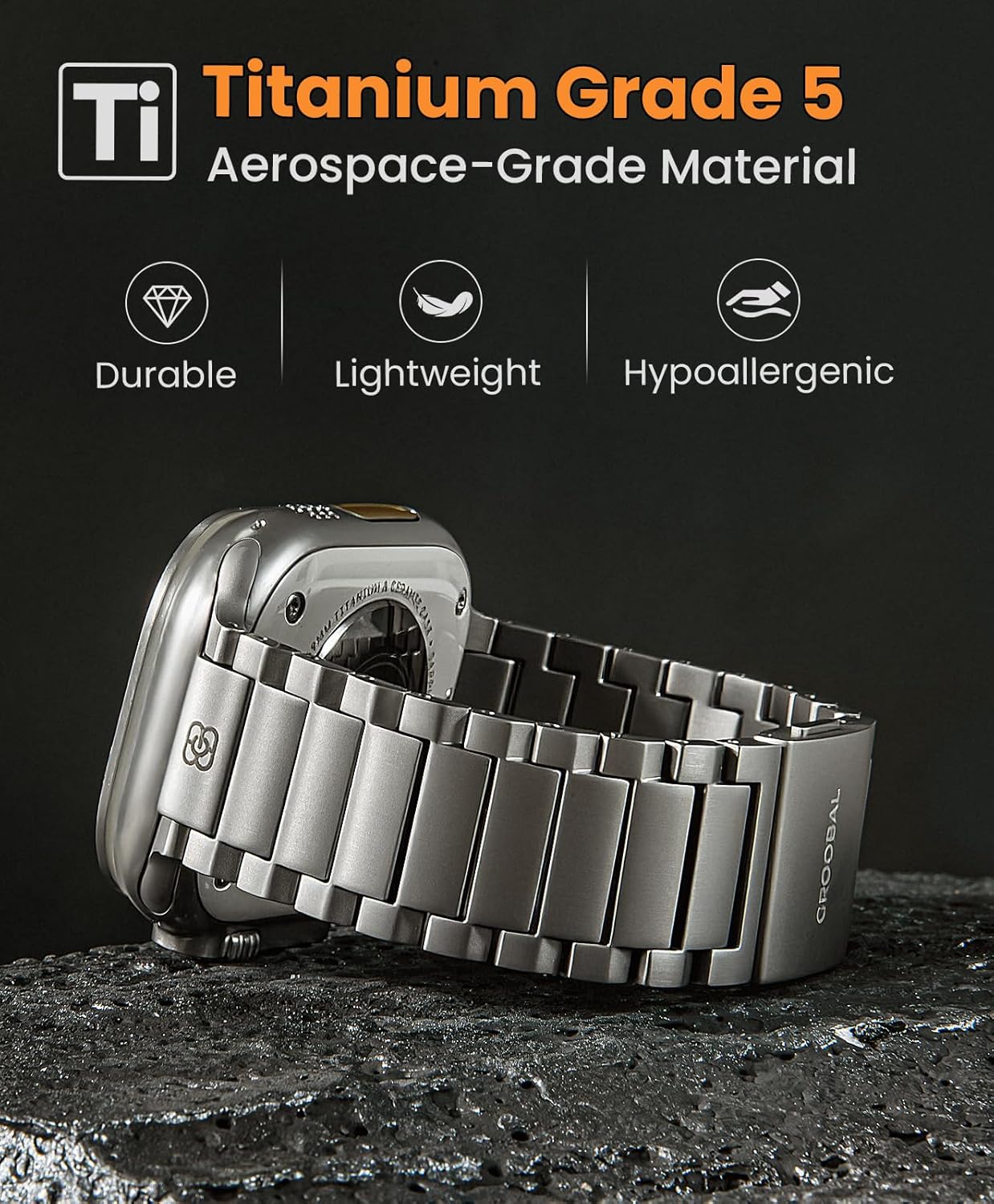 Titanium Band for Apple Watch Ultra 3/2/1 49mm & Series 11/10 46mm, Grade 5 Titanium Apple Watch Ultra Band for Men with Magnetic Clasp, Durable DLC Scratch Resistant Metal Ultra 3 Watch Band - Image 3