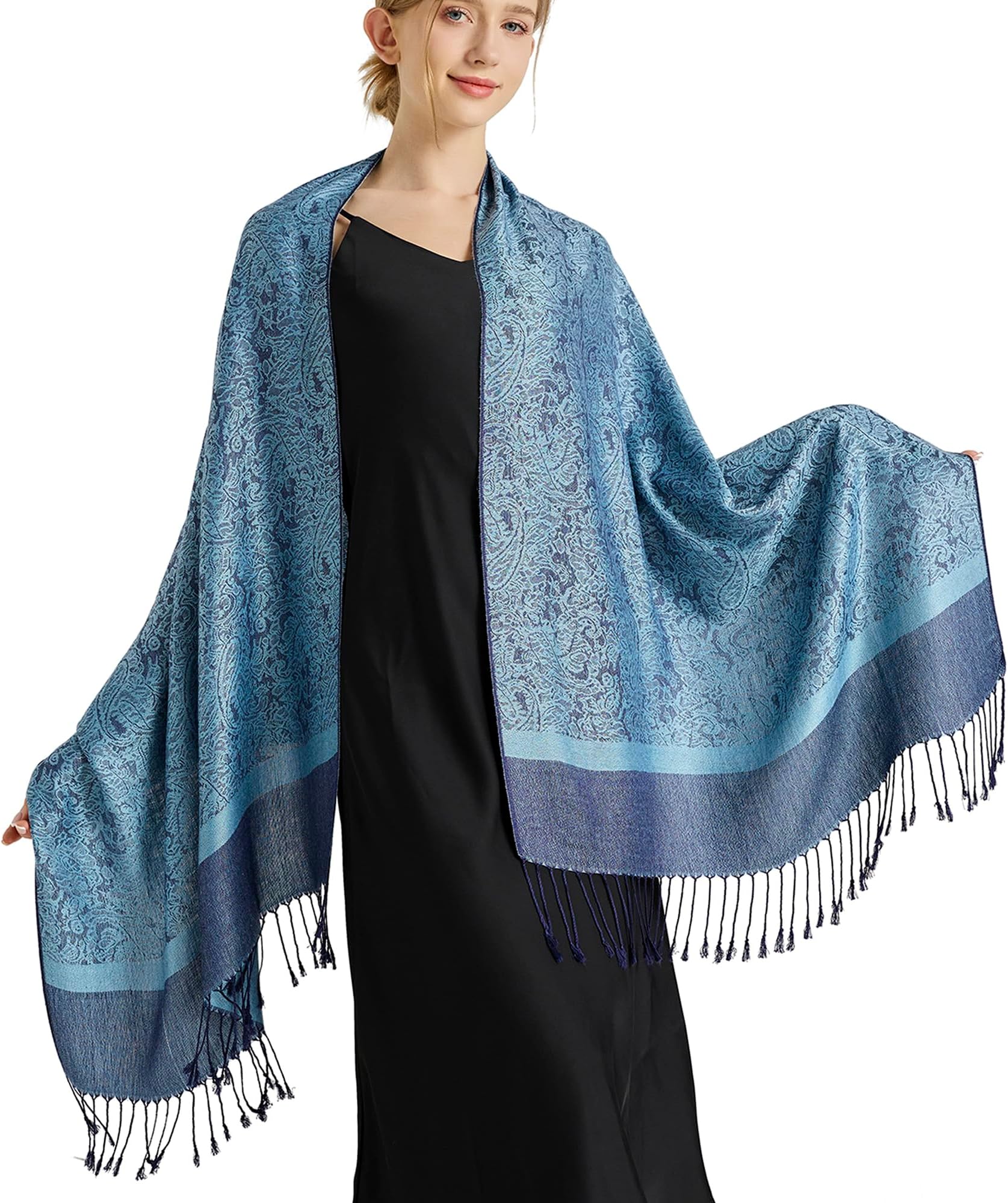 Paisley Pashmina Shawl Wrap Scarf Soft Silky Jacquard Pashminas Wrap for Evening DressTravel Shawl