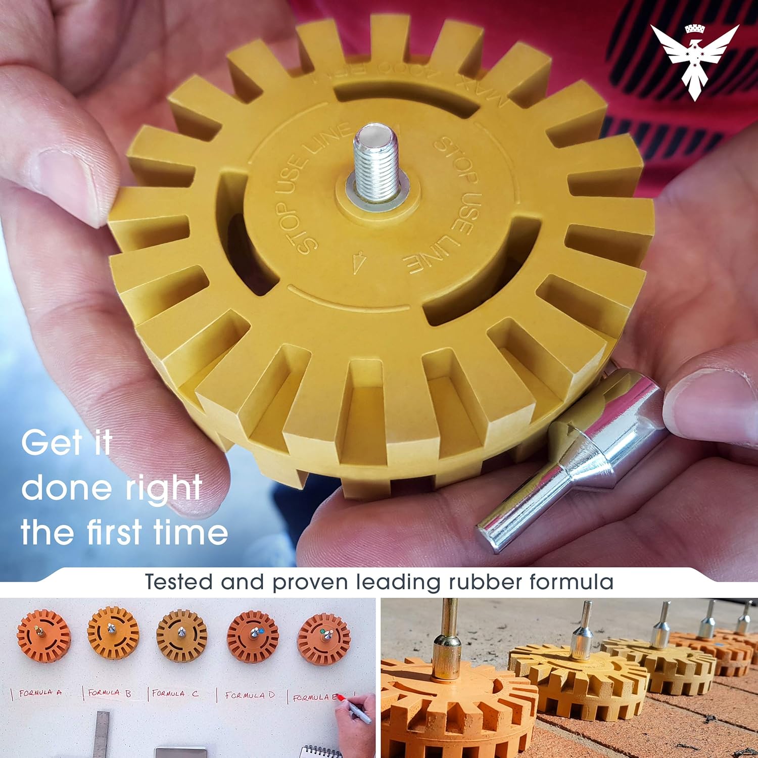 Eraser Wheel Decal Remover - Sticker and Adhesive Removal Rubber Disk with Power Drill Attachment - Remove Vinyl Decals with Ease - Will Not Scratch Paint or Glass - Proudly Made by Car Enthusiasts : Automotive