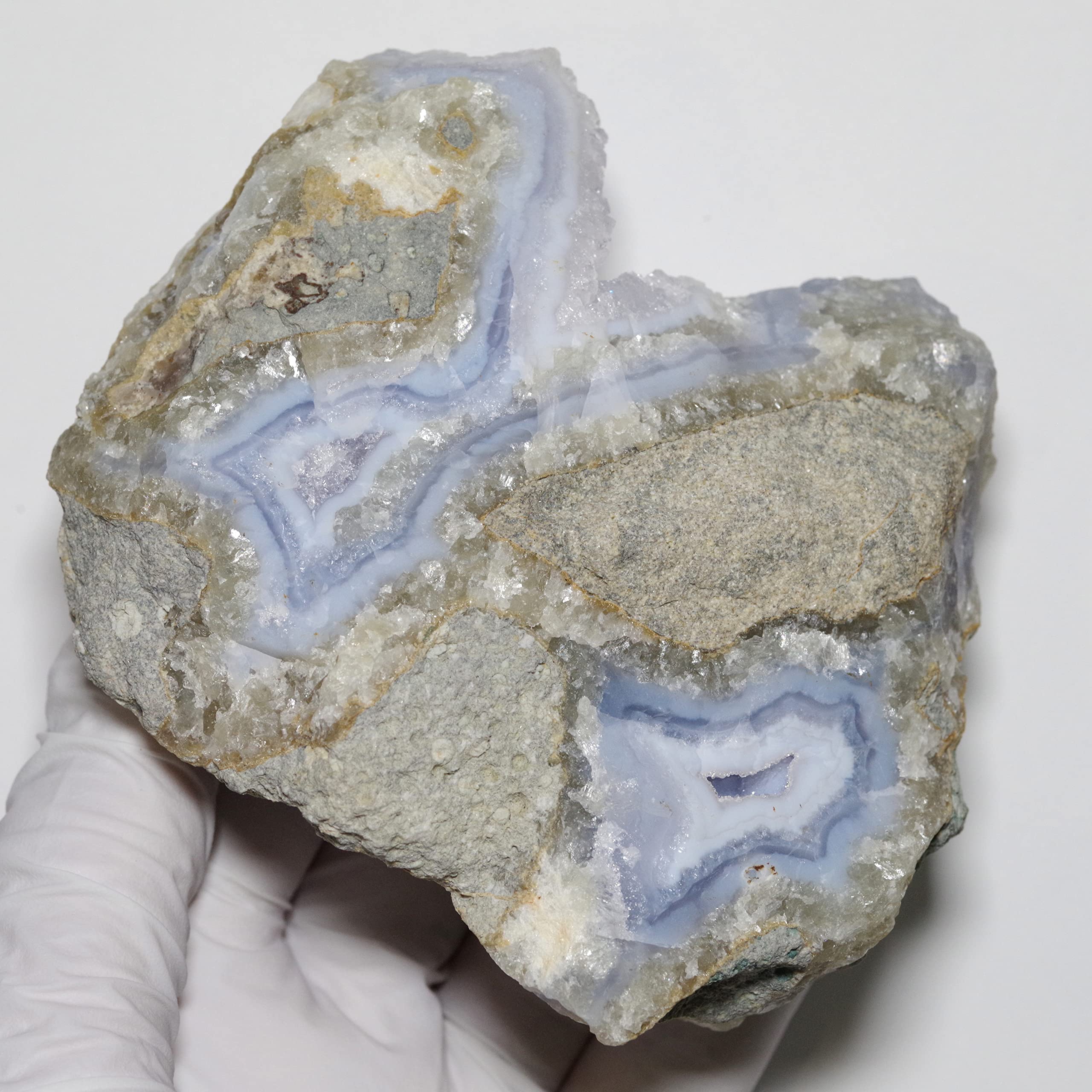 Amazon | [N2 stone Natural] 天然鉱物 ブルーレースアゲート ジオード