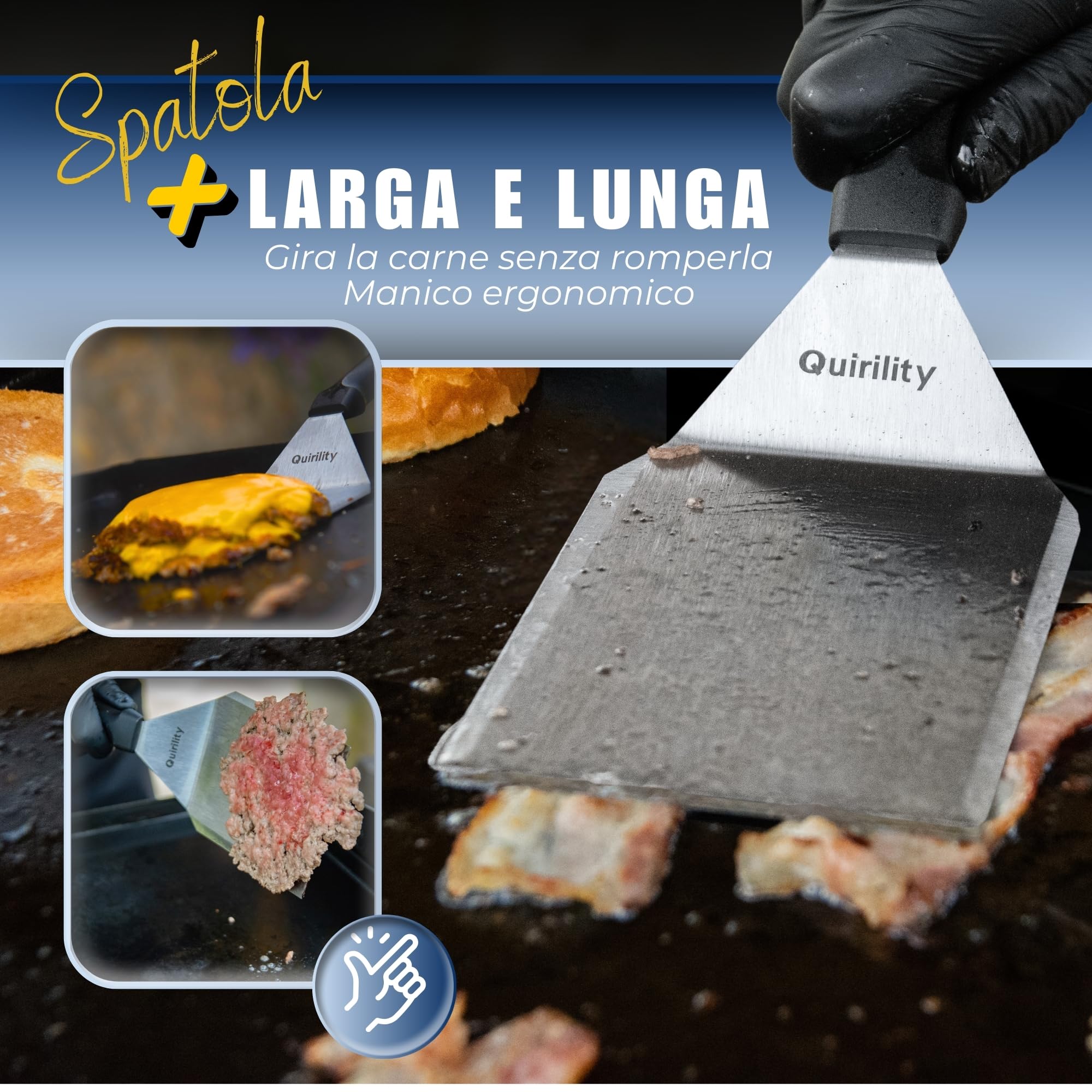 Smash Burger Kit - Kit Professionale in Acciaio Inossidabile con Certificato EU Contatto Alimentare - Pressa per Hamburger - Smash Burger Press - Schiaccia Hamburger (PRO (3 Pezzi))
