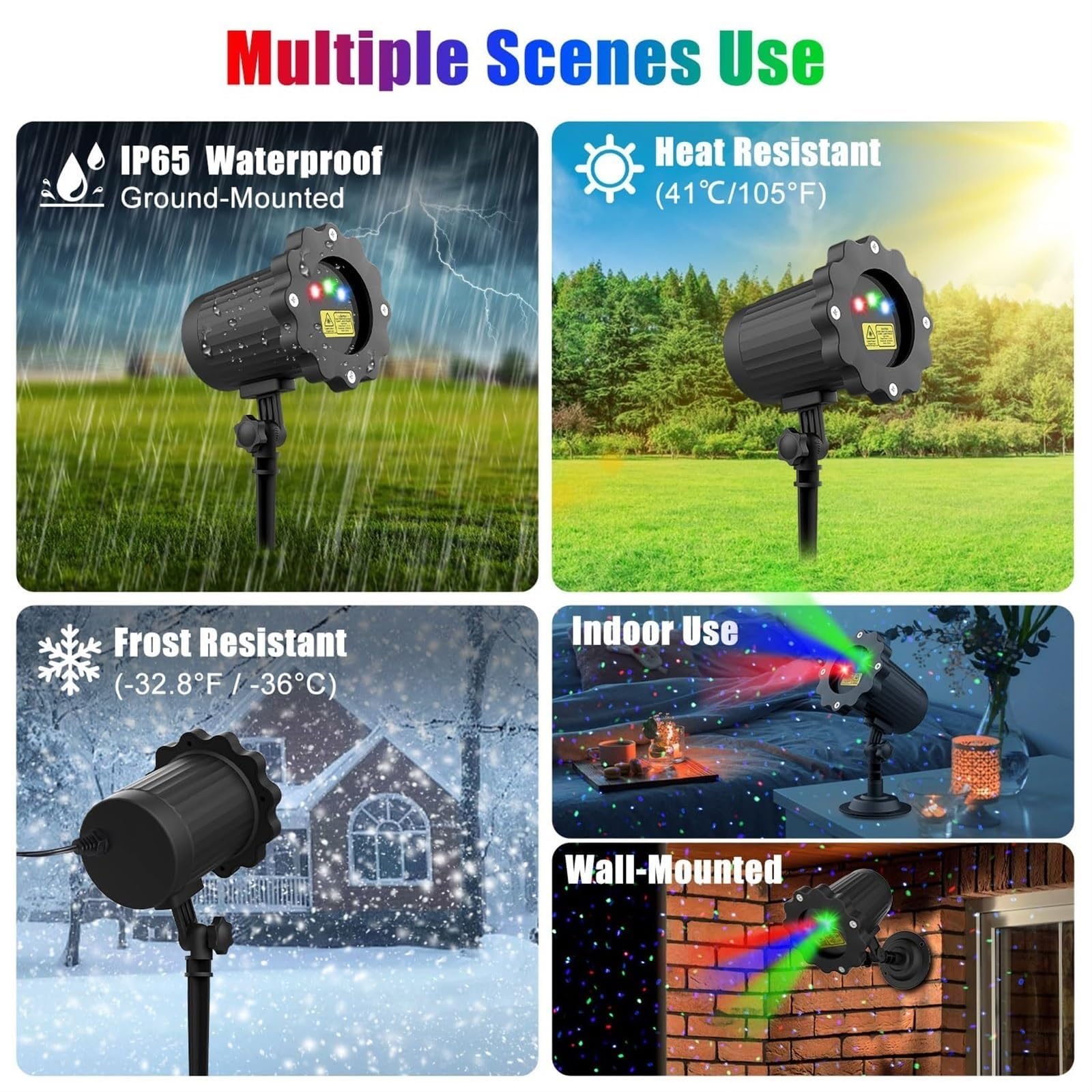 Projecteur de Noël extérieur, projecteur de lumière étoilée LED 3 Couleurs, avec télécommande, pour extérieur, intérieur, fête de Noël, terrasse, Jardin, décoration