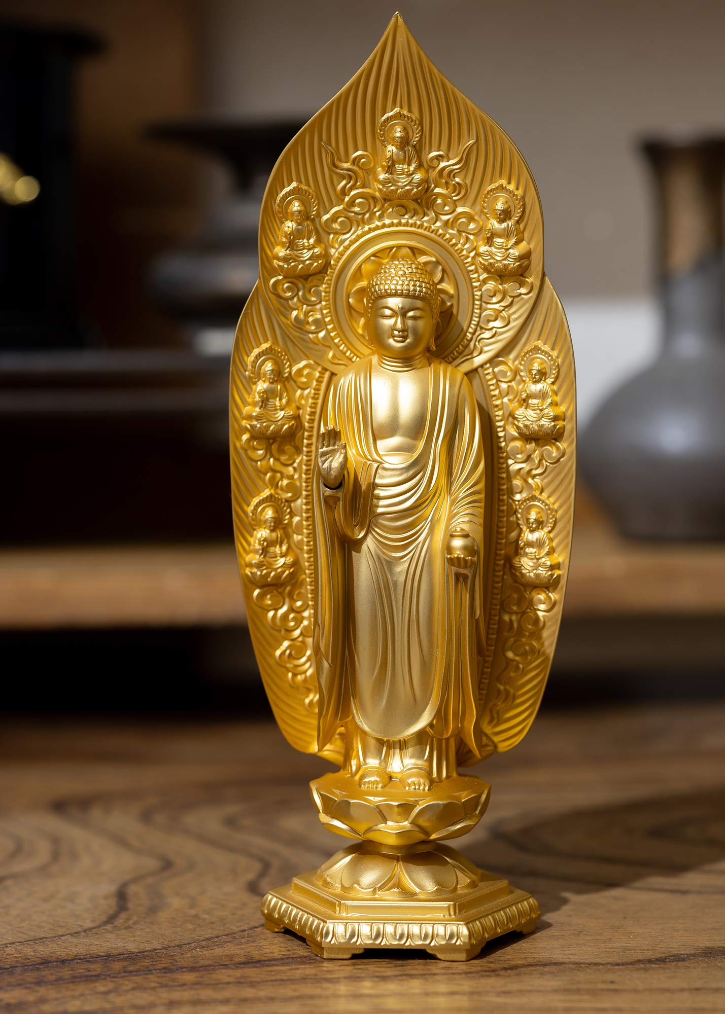 Amazon｜仏像 薬師如来 17cm(金メッキ/24金) 仏師：牧田秀雲 原型＿