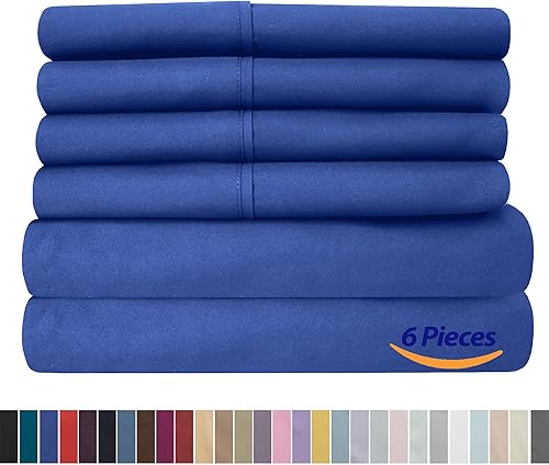 Miniatura 6 de Sweet Home Collection Sábanas de cama tamaño Cal King, juego de 6 piezas de 1500 hilos de microfibra cepillada fina con bolsillo profundo, fundas de