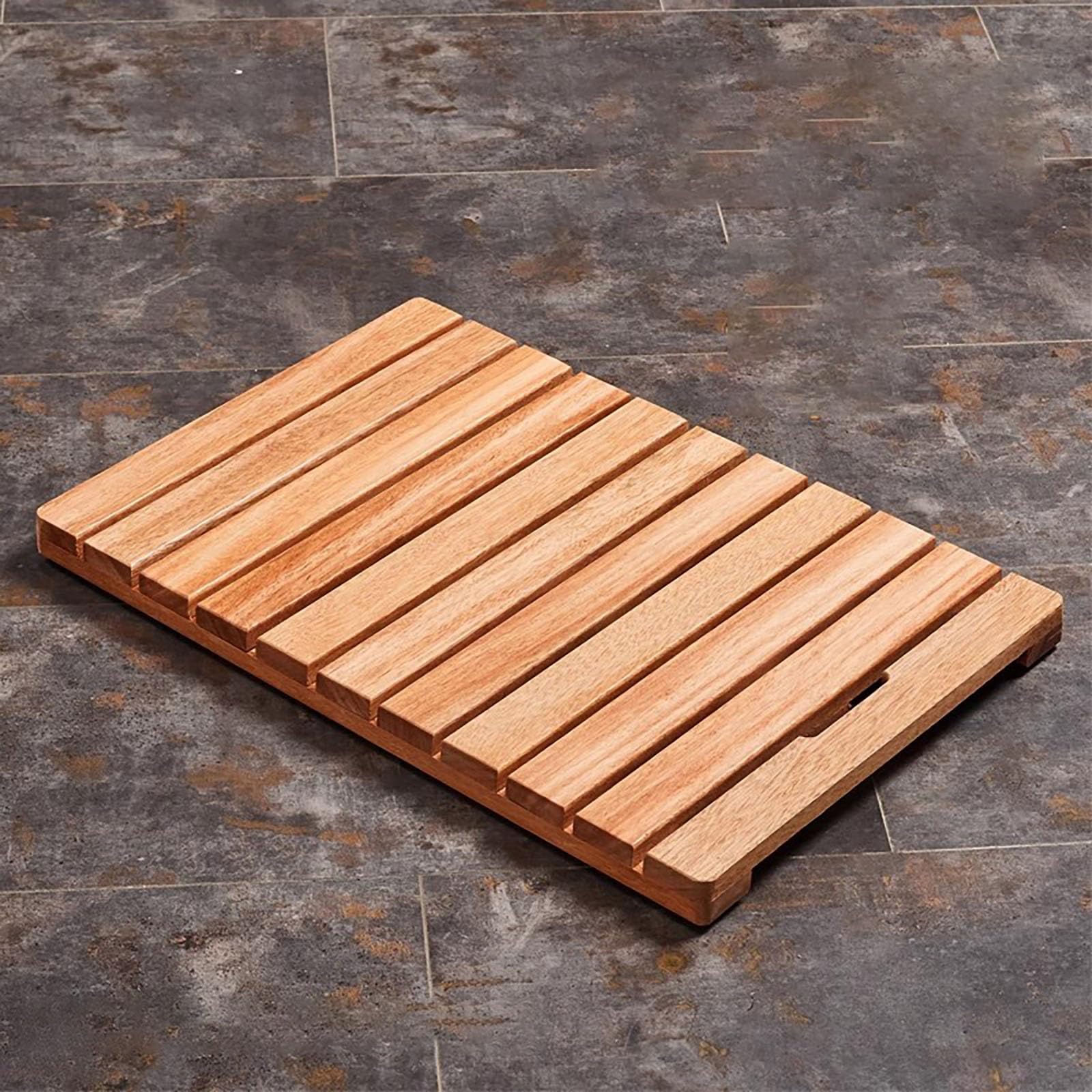 Pedana Doccia in Legno,Tappetino da Bagno in bambù, Tappetino da Doccia Naturale Antiscivolo,Piedini Antiscivolo e Maniglia,per Docce da Bagno, Vasche da Bagno, Uso Interno.(70x80cm)