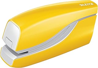 Leitz Grapadora eléctrica, capacidad de 10 hojas, funciona con batería, gama WOW, color amarillo