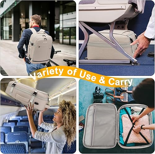 Miniatura 7 de Mochila de mano para hombres y mujeres, mochila de viaje aprobada para vuelos de 42L con 4 cubos de embalaje, Gris, Mochilas de viaje