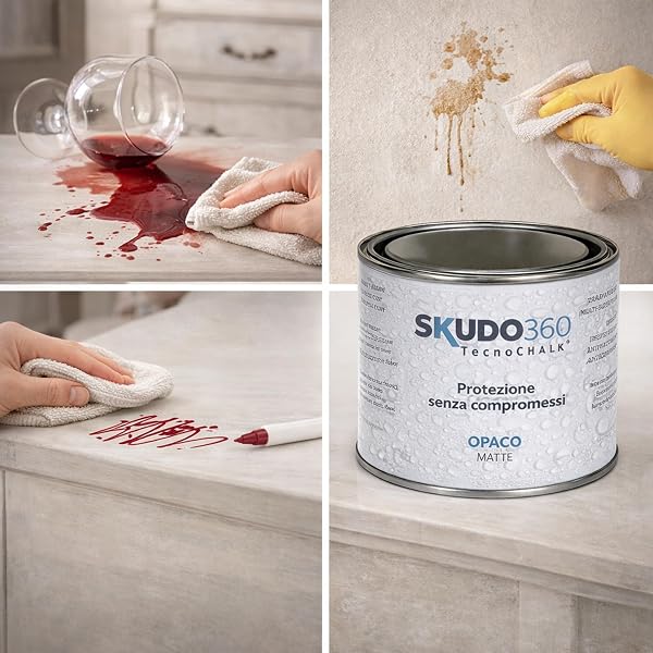 SKUDO360® – Transparent Matt Natural Effect Protective Paint for Chalk Paint, Wood, Wall, Concrete, Stone and Terracotta - Washable Finish Extra Resistant Water Base Indoor/Outdoor (500 ml) - 5