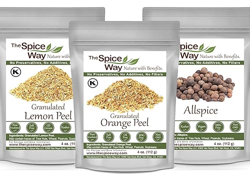 The Spice Way Cáscara de naranja, cáscara de limón y pimienta de Jamaica entera, 4 onzas