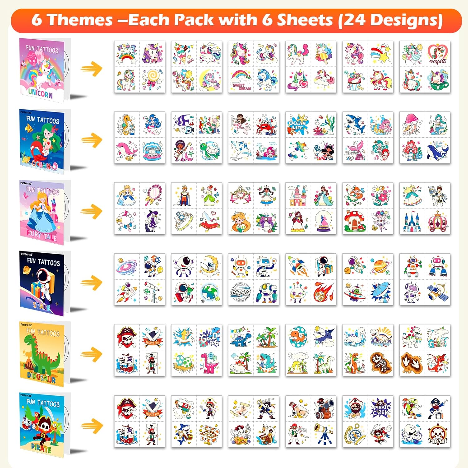 576PCS Glow Temporary Tattoos for Kids, 24 Pack Party Favors with Luminous Tattoos & 48 Maze Games, Mixed Tattoo Styles for Boys and Girls, Kids Birthday Goodie Bag Stuffers