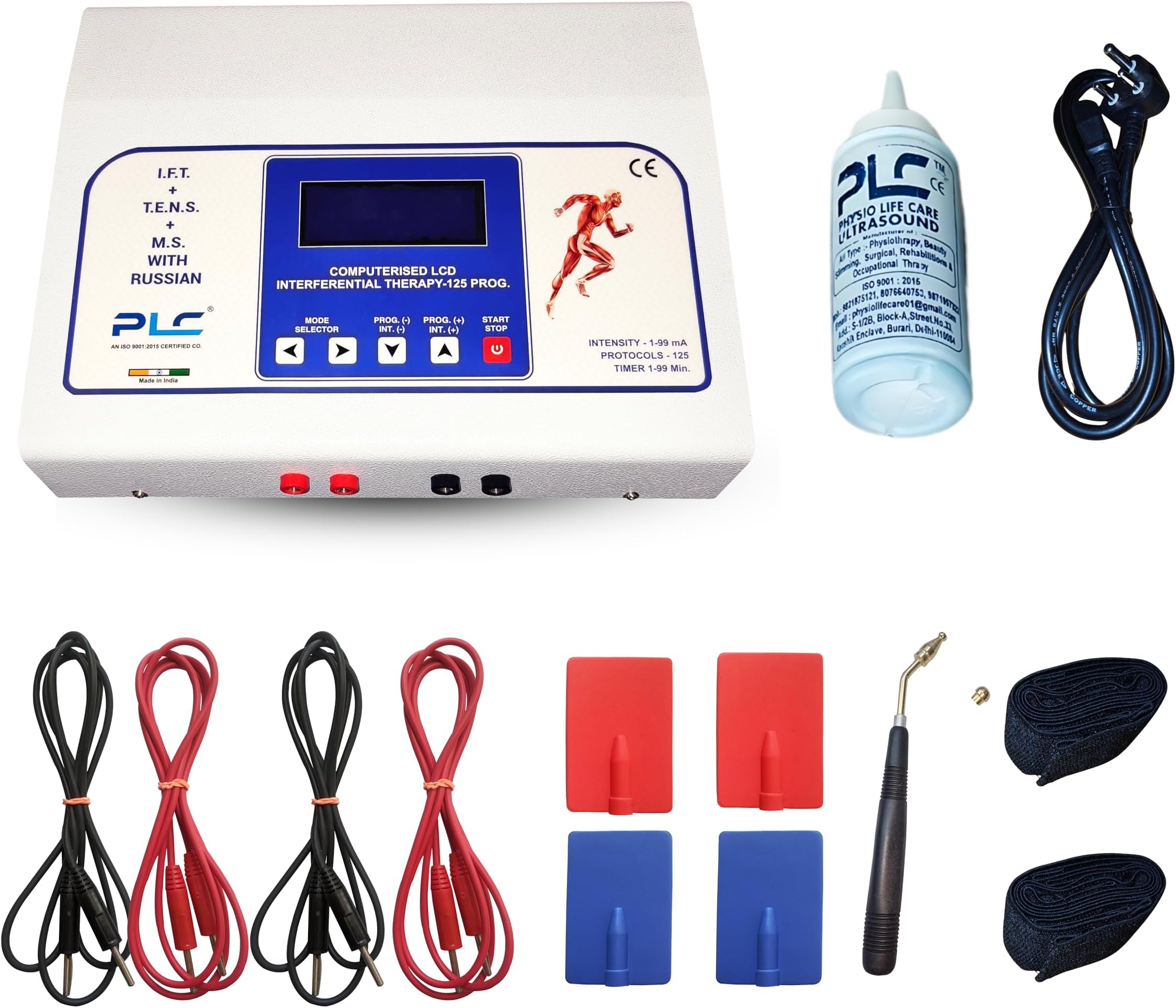 IFT Tens MS 3 In 1 Physiotherapy Machine, 125 Program Combo Device With LCD Display, Metal Body Electrotherapy Machine For Home And Clinics, 1 Year Warranty