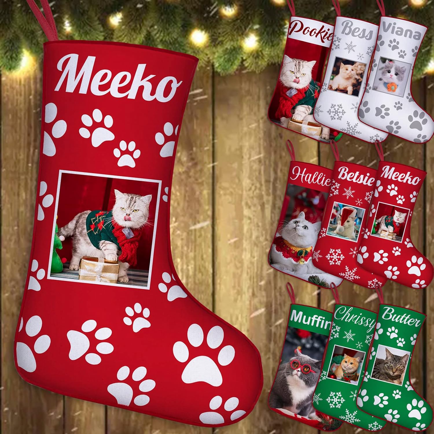 SRdrew Cat Breed Stockings Christmas Personalized Photo Christmas Stocking For Cats