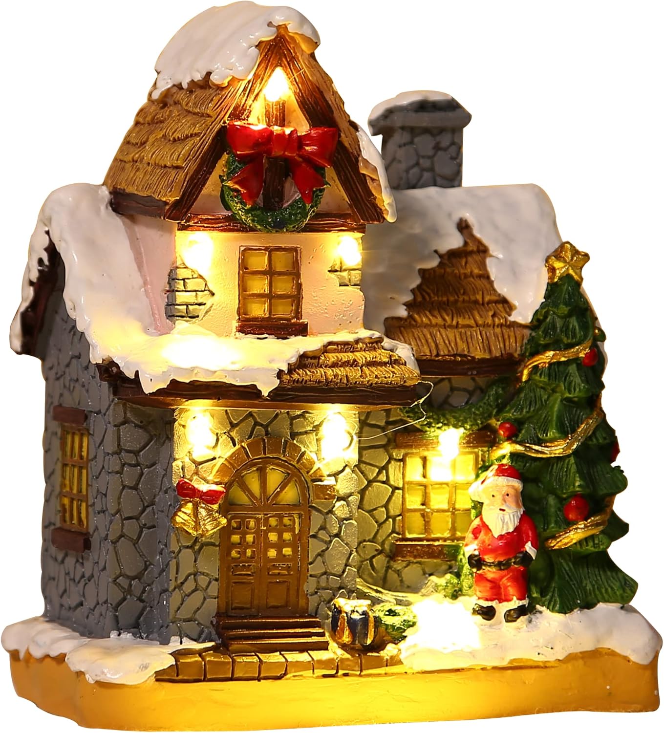 JOYOFXMAS Christmas Village Houses, Christmas House with Warm Light