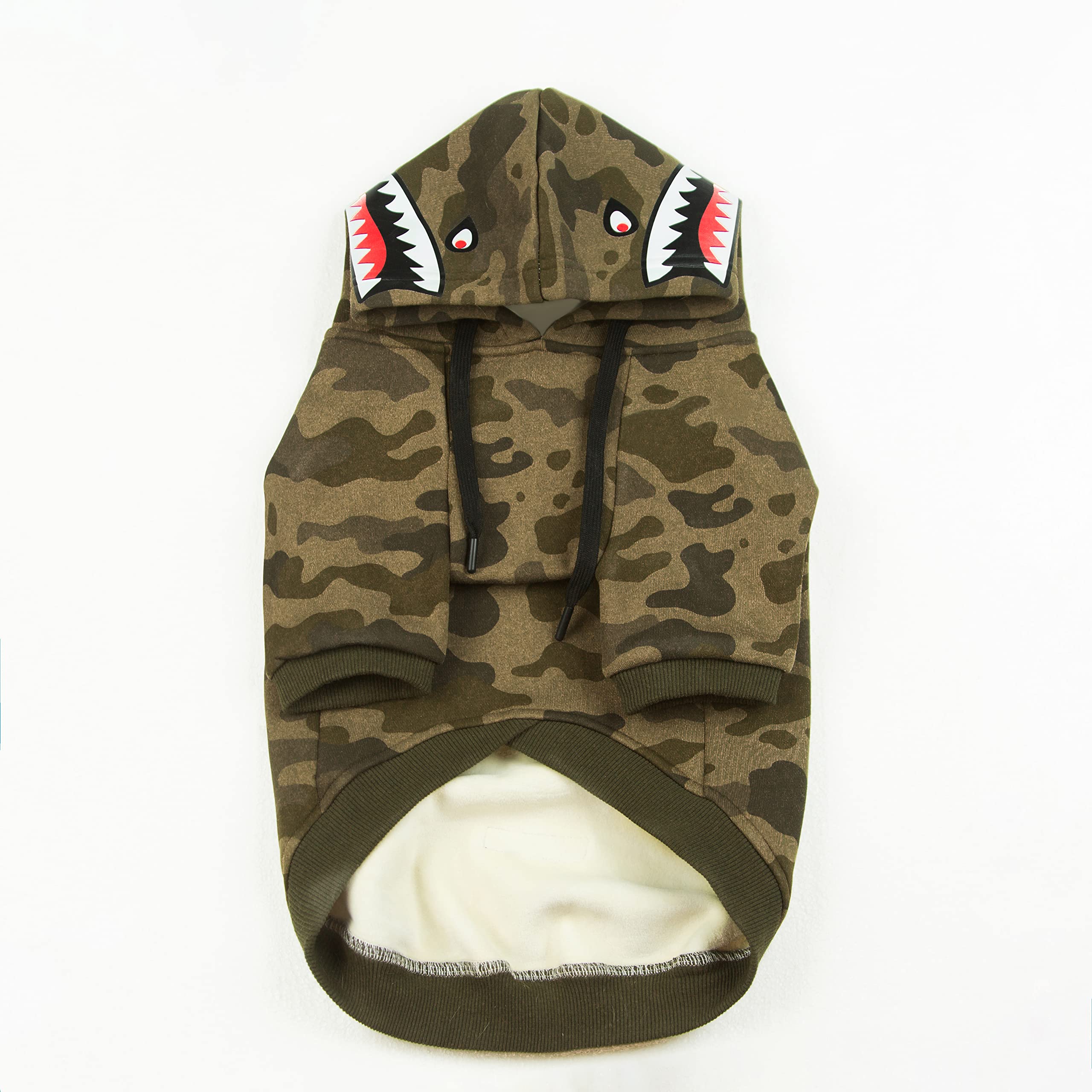 Sudadera con capucha para perro, ropa para perro con forro polar para perros pequeños, medianos y grandes (tiburón camuflaje, talla XXXL)