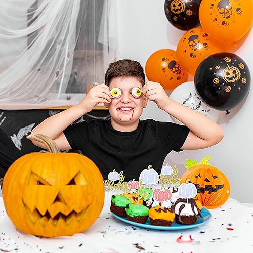 Miniatura 5 de Paquete de 24 adornos para cupcakes de calabaza Oh Baby con purpurina de cosecha de otoño Oh Baby para Acción de Gracias, revelación de género para