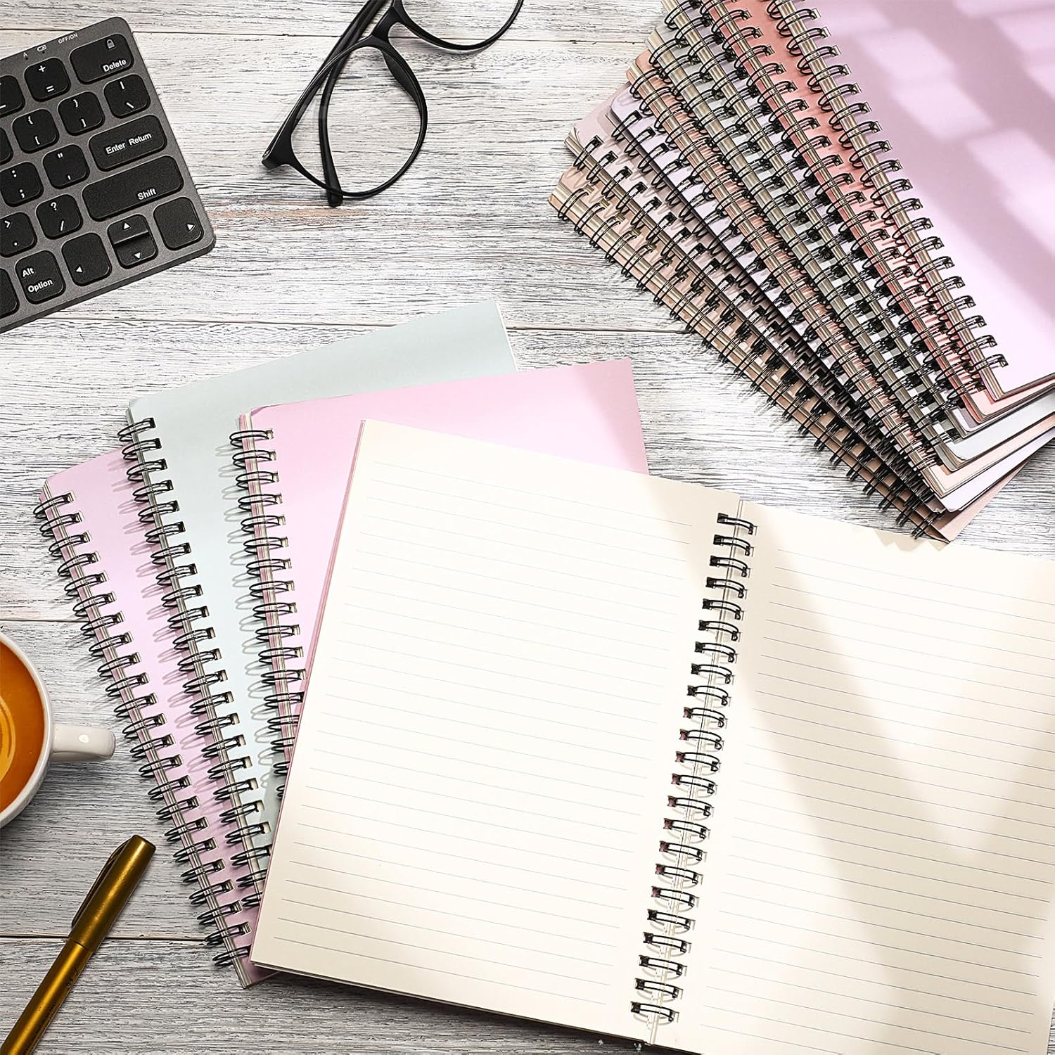 Fuutreo 12 Pcs Spiral Notebook for Work A5 8.3 x 5.7 Inch College Ruled Spiral Journal Notebook Kraft Cover Ruled Paper, 12 Color, 60 Sheets, 120 Pages for Office School(Macaron Color)