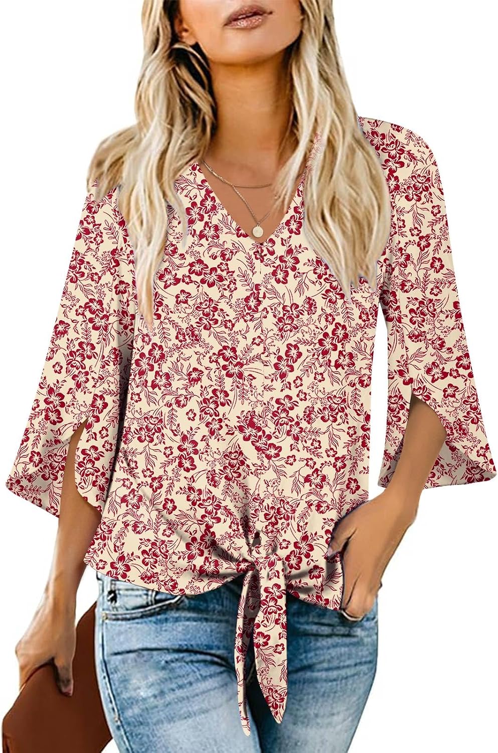 Addtoo Womens 2026 Casual Summer Tops V-Neck Button Down Shirts Loose Fit Tunic Blouses