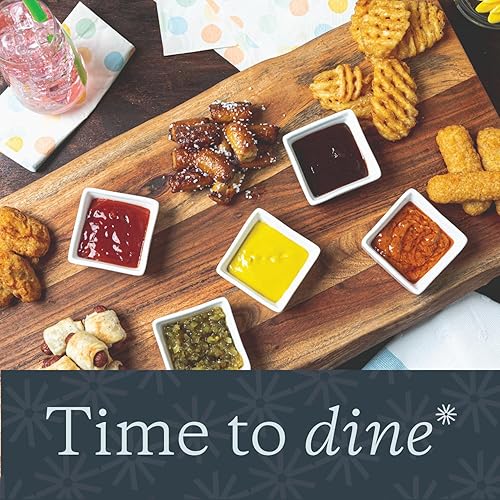 Miniatura 4 de Vikko Mini plato blanco, juego de 6 tazas de salsa de porcelana, plato cuadrado de 2 onzas, cuencos cuadrados apilables de 2.5 pulgadas, mini tazón