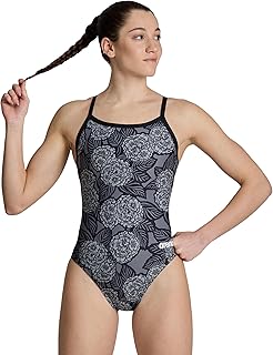 ARENA Women's Swimsuit Hydrangea Bouquet Team Print MaxLife Challenge Back One Piece Bathing Suit Training Swimwear
