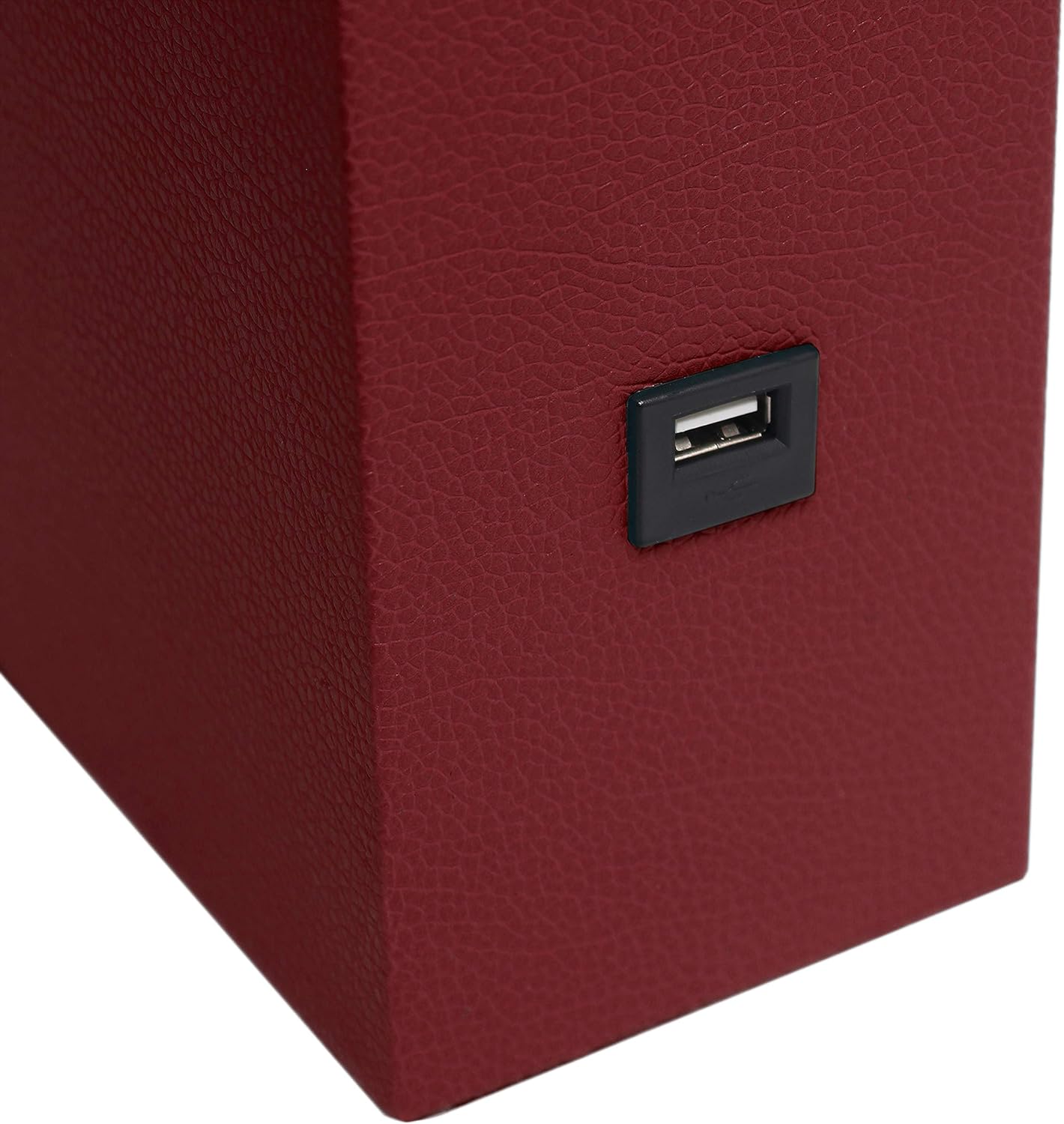 Elegant Designs LT1053-RED Modern Leather USB and White Fabric Shade Table Lamp, Red (Pack of 1)