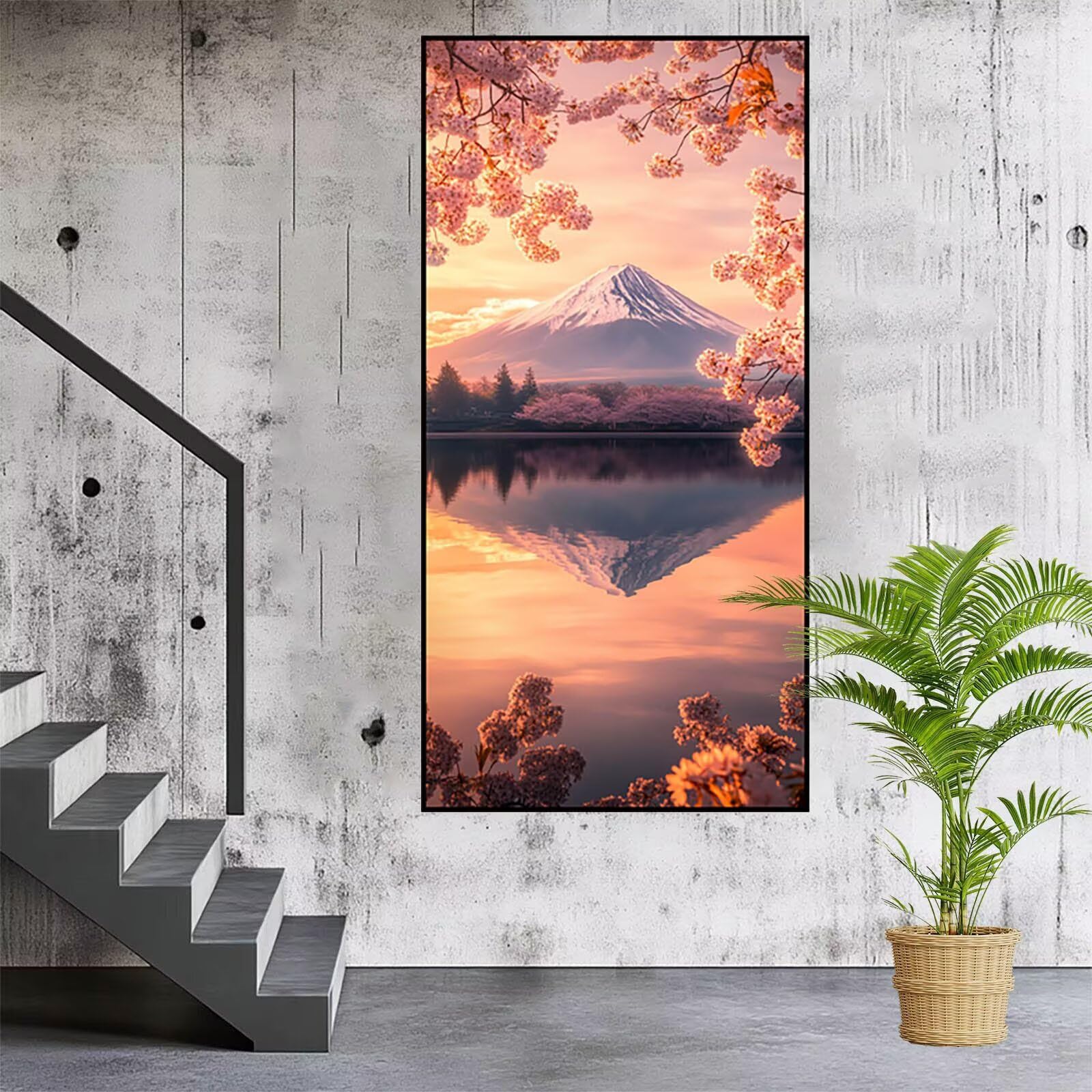Diament Malarstwo Góra Fuji Malowanie po numerach Krajobraz DIY Dorośli Zestaw Haft Początkujący Ścieg Krzyżowy 60x120 cm, Obrazy Nowoczesny Salon Dekoracja, Wystrój Domu FLZ6247