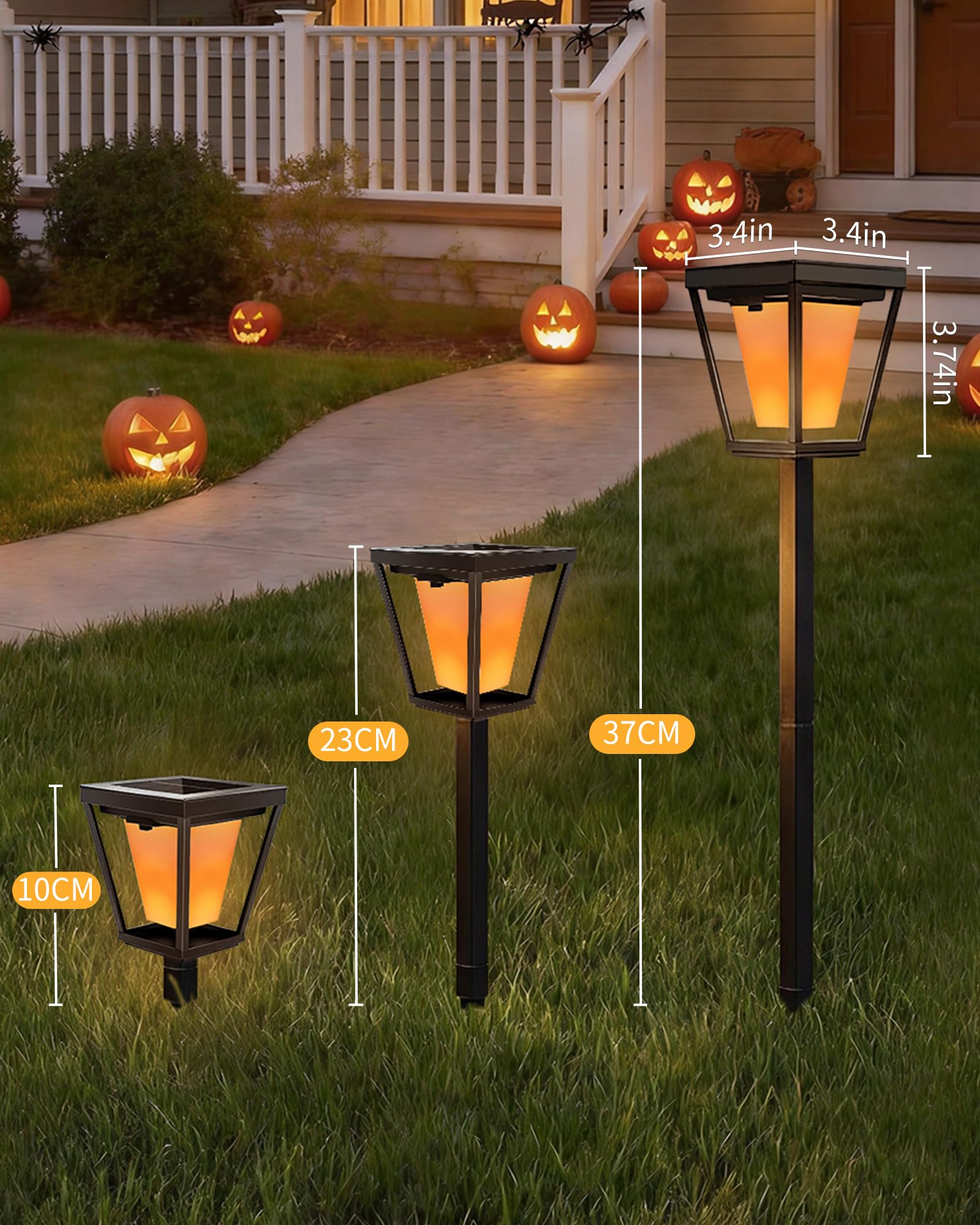 Confezione da 6 lampade solari per esterni con effetto fiamma tremolante, impermeabilità IP65, picchetto per vialetto da giardino, terrazza, accensione e spegnimento automatico